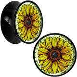 Blossom Creation Yellow Sunflower Black Acrylic Saddle Plug Set by Onyx O