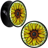Blossom Creation Yellow Sunflower Black Acrylic Saddle Plug Set by Onyx O