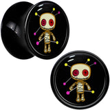 0G Voodoo Doll Black Acrylic Saddle Plug Set by Onyx O