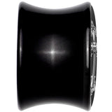 0G Black White Winged Cross Black Acrylic Saddle Plug Set by Onyx O