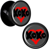 0G XOXO Heart Black Acrylic Saddle Plug Set by Onyx O