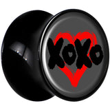 0G XOXO Heart Black Acrylic Saddle Plug Set by Onyx O