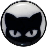 Black Acrylic Glow in the Dark Peeking Cat Double Flare Plug Set by Onyx O
