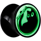 0G Glow in the Dark Fishbowl Kitty Cat Black Acrylic Saddle Plug Set by Onyx O