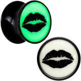 Black Acrylic Lipstick Kiss Glow in Dark Double Flare Plug Set by Onyx O