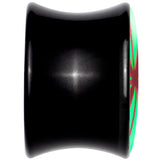 Black Acrylic Peppermint Candy Glow in Dark Double Flare Plug Set by Onyx O