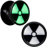 Black Acrylic Radioactive Glow in the Dark Double Flare Plug Set by Onyx O