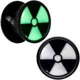 Black Acrylic Radioactive Glow in the Dark Double Flare Plug Set by Onyx O