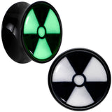Black Acrylic Radioactive Glow in the Dark Double Flare Plug Set by Onyx O