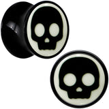 0G Glow in the Dark Simple Skull Black Acrylic Saddle Plug Set by Onyx O