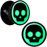 0G Glow in the Dark Simple Skull Black Acrylic Saddle Plug Set by Onyx O