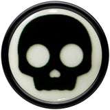 0G Glow in the Dark Simple Skull Black Acrylic Saddle Plug Set by Onyx O