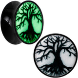 Black Acrylic Tree Of Life Glow in the Dark Double Flare Plug Set by Onyx O