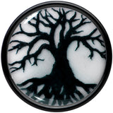 Black Acrylic Tree Of Life Glow in the Dark Double Flare Plug Set by Onyx O
