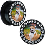 Black Acrylic Custom Photo Gem Screw Fit Plug - buy 2 for a pair