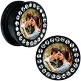 Black Acrylic Custom Photo Gem Screw Fit Plug - buy 2 for a pair