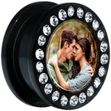 Black Acrylic Custom Photo Gem Screw Fit Plug - buy 2 for a pair