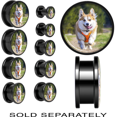 Anodized Black Titanium Custom Photo Screw Fit Plug - buy 2 for a pair