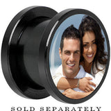 Anodized Black Titanium Custom Photo Screw Fit Plug - buy 2 for a pair