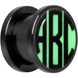 Black Glow in the Dark Custom Initial Screw Fit Plug Set - buy 2 for a pair