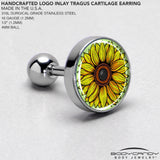 Blossom Creation Yellow Sunflower Tragus Cartilage Earring by Onyx O