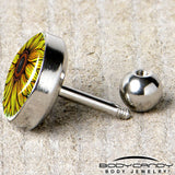 Blossom Creation Yellow Sunflower Tragus Cartilage Earring by Onyx O