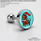 Christmas Holiday Weiner Dog Tragus Cartilage Earring by Onyx O