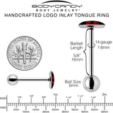 Black Red 4 Ever Emo Barbell Tongue Ring by Onyx O