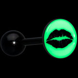 Black Glow in the Dark Lipstick Kiss Mark Barbell Tongue Ring by Onyx O