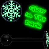 Black Glow in the Dark Holiday Snowflake Tongue Ring by Onyx O