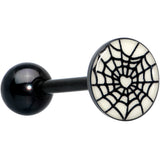 Black Glow in the Dark Heart Spider Web Barbell Tongue Ring by Onyx O