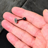 Black Glow in the Dark Heart Spider Web Barbell Tongue Ring by Onyx O