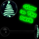 Black Glow in the Dark Holiday Christmas Tree Tongue Ring by Onyx O