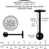 Black Glow in the Dark Holiday Christmas Tree Tongue Ring by Onyx O