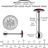 Cherry Heart Barbell Tongue Ring by Onyx O