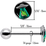 Alien UFO Dinosaur Abduction Barbell Tongue Ring by Onyx O