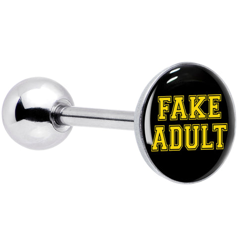 Black Yellow Fake Adult Barbell Tongue Ring by Onyx O