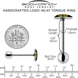 Black Yellow Fake Adult Barbell Tongue Ring by Onyx O