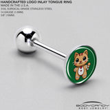 Christmas Holiday Gingerbrread Kitty Cat Barbell Tongue Ring by Onyx O