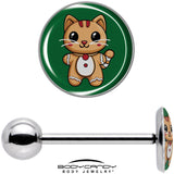 Christmas Holiday Gingerbrread Kitty Cat Barbell Tongue Ring by Onyx O