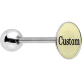Custom Glow in the Dark Logo Stainless Steel Barbell Tongue Ring