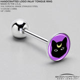 Black Mystic Kitty Cat Barbell Tongue Ring by Onyx O
