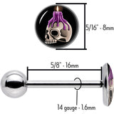 Burning Skull Candle Barbell Tongue Ring by Onyx O