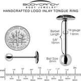 Black White Winged Cross Barbell Tongue Ring by Onyx O