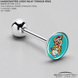 Christmas Holiday Lights Corgi Dog Barbell Tongue Ring by Onyx O