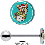 Christmas Holiday Lights Corgi Dog Barbell Tongue Ring by Onyx O