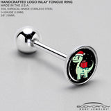 Christmas Holiday Dinosaur Barbell Tongue Ring by Onyx O