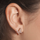 925 Silver CZ Paved Layered Butterfly Stud Earrings
