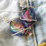 925 Silver Spiral Dichroic Glass Earrings Created with Crystals