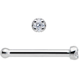 18G Solid 14k White Gold 1.5mm Genuine Diamond Nose Bone